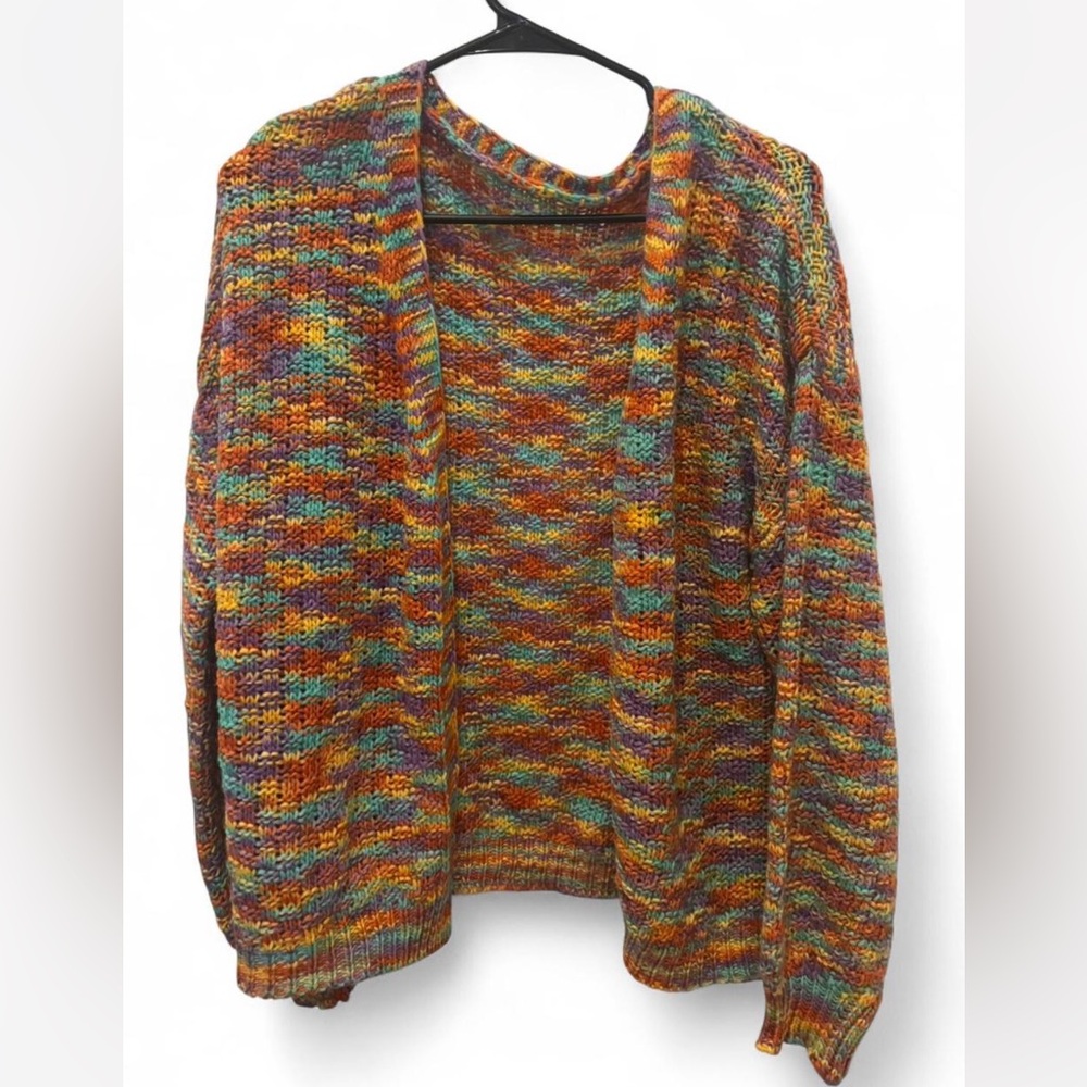 Multicolor Rainbow Knit Cardigan Sweater